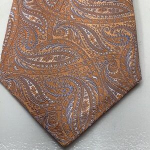 Canali Orange, Blue & Cream Italian Silk Paisley Tie